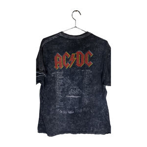 AC/DC Acid Wash Gray "Fly On The Wall" Tour 1985 Men Tee Shirt Size Large
